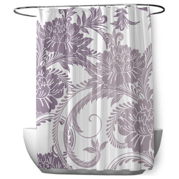 70"Wx73"L Flower Flourish Shower Curtain, Purple