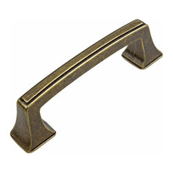 GlideRite Hardware - 3" CC Cabinet Hardware Deco Base Pull, Antique Brass - Cabinet And Drawer Handle Pulls