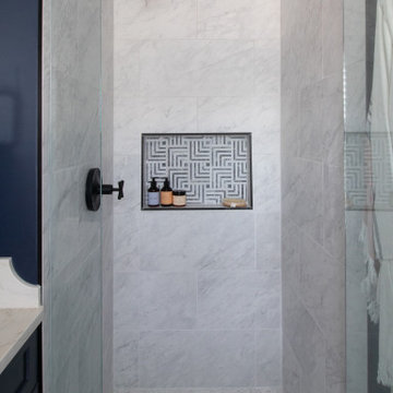 Wet Room Oasis versus Cigar Lounge Style in Dual Bath Remodel