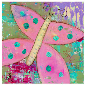 Jennifer Mccully 'Pink Butterfly' Canvas Art, 35"x35"