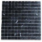 Stone Center Online - Nero Marquina Black Marble 1x1 Grid Square Mosaic Tile Polished, 1 sheet - Color: Nero Marquina Marble (black background with fine and compact grain and white veins);