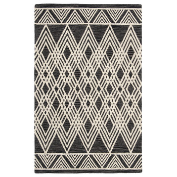 Safavieh Micro-Loop Collection MLP155 Rug, Charcoal/Ivory, 5' X 8'