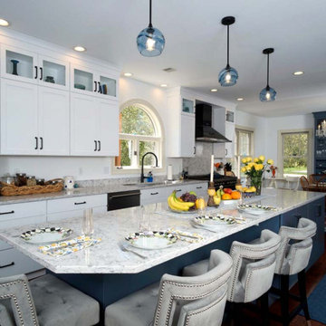 Allentown PA- Transitional- White Kitchen with Contrasting Island