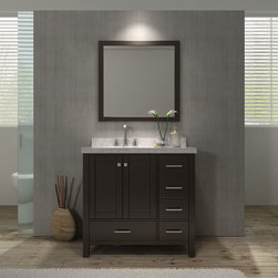 Ace 37 inch Single Bathroom Vanity Set Left Offset Sink - Bathroom Vanities And Sink Consoles