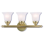 Livex Lighting - Neptune 3-Light Bath Vanity, Polished Brass - This clean and classic bath fixture design is ideal for bringing a bright new style to your bathroom space. It features a polished brass finish along with white alabaster glass.