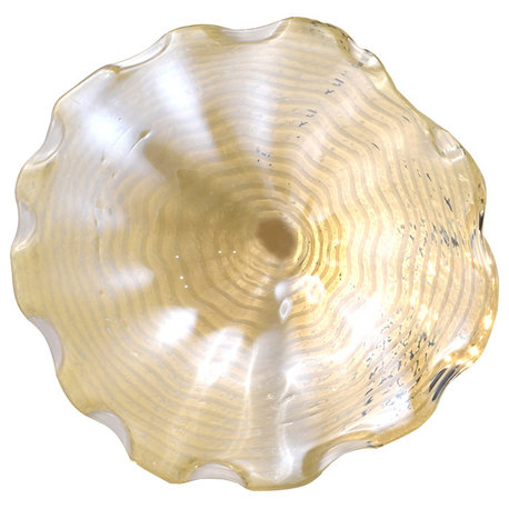 Beige Feather Hand Blown Art Glass Wall Decor, 16"D