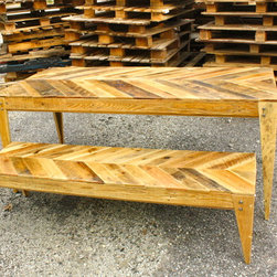 Chevron design Pallet table and bench - Dining Benches