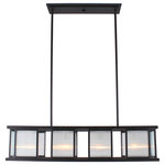 Eglo - Henessy 4-Light Island Light, Black And Brushed Nickel - The Henessy 4 light Linear Pendant by Eglo will update your home with its eye-catching design. Featuring a black and brushed nickel frame that perfectly complements the reeded glass . With 2-12" rods and 2-6" rods included you are able to adjust the  fixture to just the right height fory our needs.  This Pendant will accommodate a variety of d�cor styles and will not disappoint.