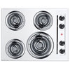24" wide 220V electric cooktop in white porcelain finish WEL03