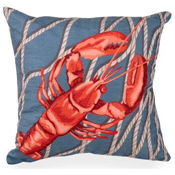 Illusions Lobster Net Indoor/Outdoor Pillow, Navy, 18" Square