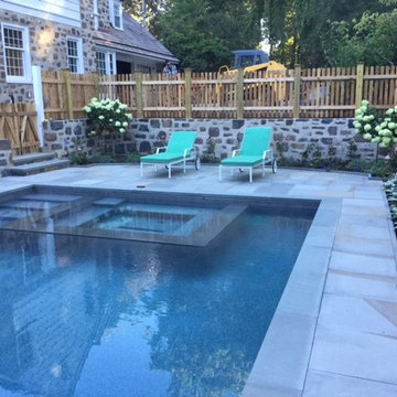 Bryn Mawr house and pool stonework