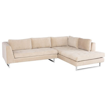 Nuevo Furniture Janis Right Arm Chaise Sectional Sofa in Almond/Silver