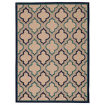 Nourison - Aloha Moroccan Geometric Indoor Outdoor Patio Rug, Navy, 5' X 8' - Inspired by classic Moroccan architecture, this indoor/outdoor rug from the Aloha collection brings a clean and sophisticated touch to your patio, porch, or deck. On-trend tones of grey, navy-blue, and aqua blend seamlessly with contemporary styles of decor. Machine made from premium stain-resistant fibers that are easy to clean: just rinse with a hose and air dry.