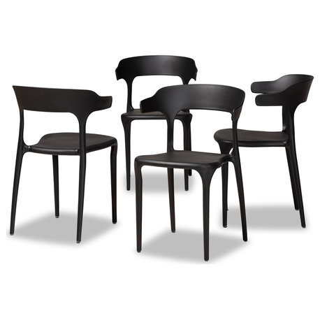 Gould Modern Transtional Black Plastic 4-Piece Dining Chair Set