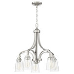 Craftmade - Craftmade Grace 5 Light Down Chandelier, Brushed Polished Nickel - The Grace collection - the perfect name for this graceful family. It's clean lines, flowing frame and clear seeded glass create a rich look and a wonderful value.