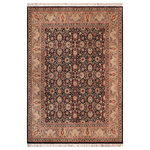 Bareens Designer Rugs - Pak Persian Daniela Black/Tan Wool Rug - 8'1'' x 9'10'' - Designed with mesmerizing intricacy and gorgeous color palette, this hand-knotted masterpiece demonstrates the beauty and electrifying thrill of Pak Persian art. These meticulously hand-knotted Pak-Persian rug is made with pure wool and features breathtaking traditional, transitional, and tribal designs in bold luxurious color pallets. Known for their intricate designs these rugs are a reproduction of Persian rugs, made in Pakistan with unique Mughal designs. Made by master weavers using the same Persian texture, design and dying technique, we wanted to produce the most significant manifestation of Persian art, life, and culture. This rug is most famous for its exceptional quality, incredible designs, patterns, and vibrant rich color. Pak-Persian rugs made with Persian weave with high knot counts, which enables the high intricacy and detail found in the patterns are also referred to as "State of art", each color adds a rich beautiful detail in the artwork of this rug. The design, color, and beautiful chromatic composition with a vibrant sheen with intricate designs, exude beauty, elegance, and quality make this rug a masterpiece of its own.