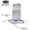 Cosmo 380 CFM Euro Stainless Steel Island Glass Range Hood With Permanent Filter, 36"