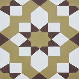 Moroccan Mosaic and Tile House - Affos Handmade Cement Tile, Dark/Light Brown, Sample - Wall And Floor Tile