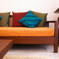 Metaphor | Lounge Sofa with Cane Backrest and Extended Base - Detail of Sofa - Sofas