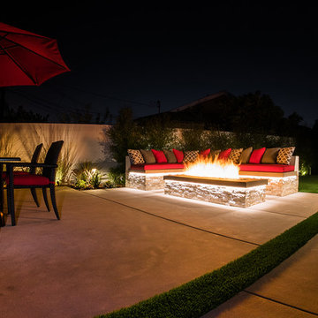 Modern Pool, Elevated Spa, Outdoor Kitchen, and Firepit