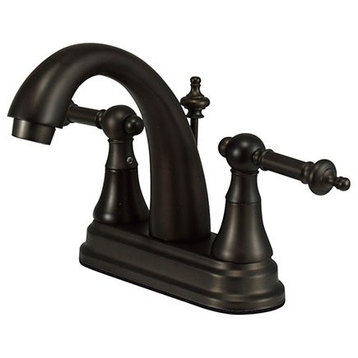 Two Handle 4" Centerset Lavatory Faucet with Brass Pop-up KS7615TL