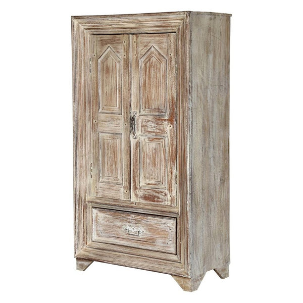 Parral Distress Rustic Solid Wood Single Drawer Armoire