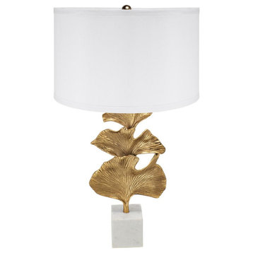 Ginkgo 1 Light Table Lamp, Gold and White