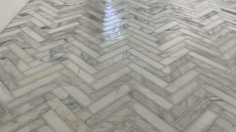 Marble Herringbone Bathroom floor