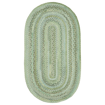 Harborview Braided Oval Rug, Green, 7'x9'