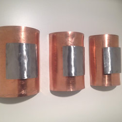 Modern Hammered Copper and Steel Wall Art Panel Set by Joseph Brewster - Products