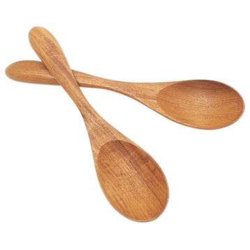 Novica Handmade Hearty Meal Teak Wood Salad Spoons (Pair)