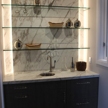 Transitional Marble Home Bar