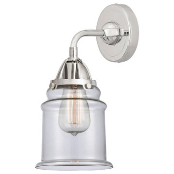Canton Sconce, Polished Chrome, Clear, Clear