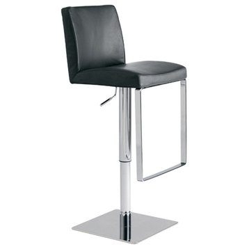 Matteo Leather Adjustable Stool, Black