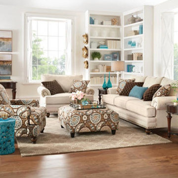 Pops of Blue Living Room
