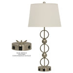 StyleCraft Home Collection - Table Lamp Brushed Steel, White Hardback Fabric - Accent your decor with this lovely Table Lamp.