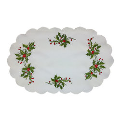 Xia Home Fashions - Mistletoe Embroidered Placemat, 12"x18", Set of 4 - Placemats