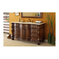 Adelina 60 inch Antique Style Bathroom Vanity Cream Marble Top - Bathroom Vanities And Sink Consoles