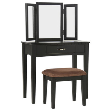 Benzara BM138072 Contemporary Style Vanity Table, Black