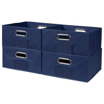 Niche Cubo Set of 4 Half-Size Foldable Fabric Storage Bins- Blue