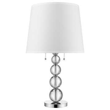 Acclaim Palla 2 Light Table Lamp, Polished Chrome/White Linen