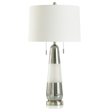 Deda Silver Table Lamp Frosted White Finish Off-White Shade