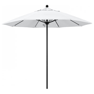 9' Patio Umbrella Black Pole Fiberglass Rib Push Lift Olefin, White