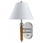 Cal - Cal LA-60008WL-1BS Elizabethe - One Light Wall Sconce - 60W metal wall lamp with on off push button switchBrushed Steel/Wood Accent Finish * Number of Bulbs: 1 * Wattage:60W * Bulb Type: * Bulb Included: No * UL Approved: