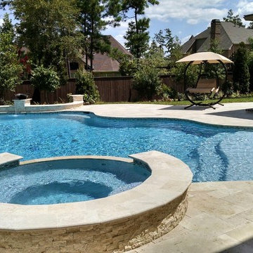 Freeform Travertine Pool with Negative Edge