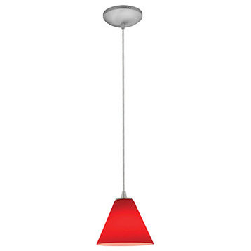 Martini LED Cord Pendant, Brushed Steel, Red
