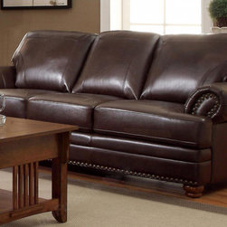 Traditional Bonded Leather Sofa - Sofas