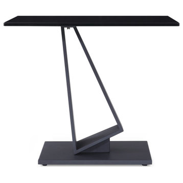 Modern Serra End Table - Smoked Glass with Matte Black Steel Base