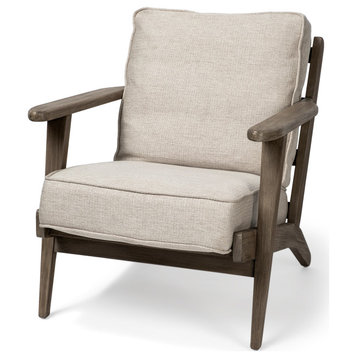 Landin Modern Mid-Century Fabric Accent Chair, Beige
