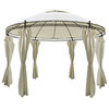 vidaXL Gazebo Round Pop up Canopy Tent Pavilion with Curtains Cream white